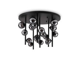 Plafoniera globuri Perlage 328386, D:75 cm, 18x4W G9 LED, metal negru, sticlă fumurie