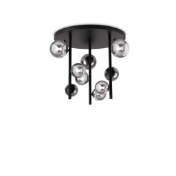 Plafoniera globuri Perlage 328416, D:50 cm, 9x4W G9 LED, metal negru, sticlă fumurie