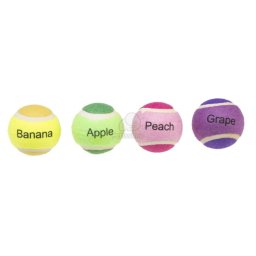 GimDog Mingi de tenis aromatizate pentru câini (măr, banană, piersică, strugure) 4 mingi