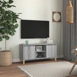 Comoda TV cu picioare din lemn masiv, gri sonoma 103,5x35x50 cm GartenMobel Dekor