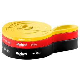 Accesorii bodybuilding si crosstraining SET 3 BENZI ELASTICE LATEX POWER BAND 4-32KG REBELACTIV