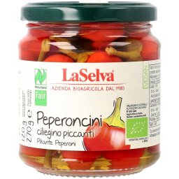 Ardei rosii iuti in otet de vin bio 270g