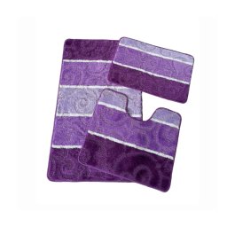 Set de 3 covorase de baie mari, Nova Home, mov dungi, 50x80, 50x40, 50x39