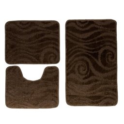 Set covoras de baie 3 piese, polipropilena, 100x60, 60x50, 40x60, Maro