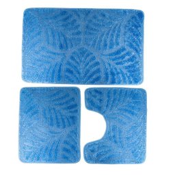 Set covoras de baie 3 piese, polipropilena, 100x60, 60x50, 40x60, Albastru Deschis