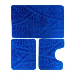 Set covoras de baie 3 piese, polipropilena, 100x60, 60x50, 40x60, Albastru inchis