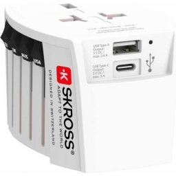 Adaptor priza universal + 1 x USB-A + 1 x USB type C, Skross 1.302962
