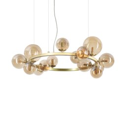 Candelabru Perlage 322797, D:85 cm, 14x4W G9 LED, metal alamă, sticlă albă
