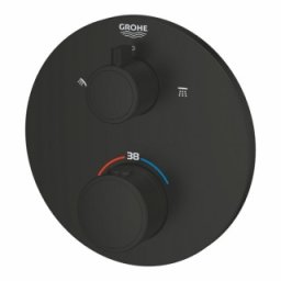 Baterie Grohe Grohtherm Round 2 iesiri montaj incastrat, negru mat