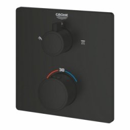 Baterie Grohe Grohtherm Square 2 iesiri montaj incastrat, negru mat