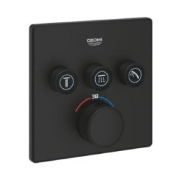 Baterie Grohe Grohtherm SmartControl Square 3 iesiri montaj incastrat, negru mat