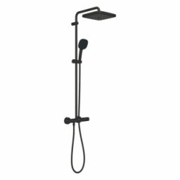 Coloana de dus cu termostat Grohe Tempesta Cosmopolitan 250 Cube, negru mat