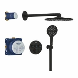 Sistem dus incastrat Grohe Grohtherm SmartControl SmartActive 310 Round Phantom Black, negru mat
