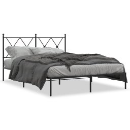 Cadru de pat metalic cu tablie, negru, 135x190 cm GartenMobel Dekor
