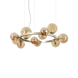 Lustră design Perlage 322773, D:73 cm, 11x4W G9 LED, metal alamă, sticlă ambră