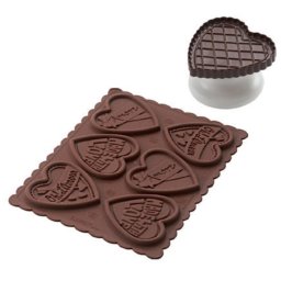 Biscuiti - Decupator Inima 6.4 x 6.3 x H 0.45 cm, Forma Silicon Love, 6 cavitati (CKC06)