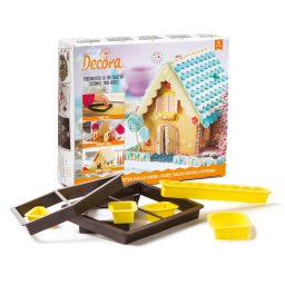 Biscuiti sau Decoruri Craciun - Decupatoare Plastic Casuta 3D 14 x 15.5 x H 18 cm, Set 6 Buc