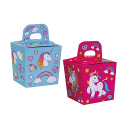 Cutii Party Unicorn, Carton Impermeabil, 6 x 6 x H 10.5 cm, 6 Buc