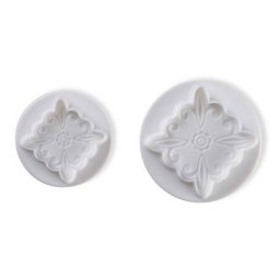 Dantele sau Decor Patrat 4.5 si 6 cm - Decupatoare Plastic cu Extractor, Set 2 Buc
