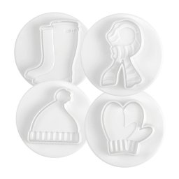 Biscuiti sau Decoruri Iarna, Craciun - Decupatoare Plastic cu Extractor O 5.5 cm, Set 4 Buc