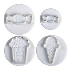 Party - Decupatoare Plastic cu Extractor O 3.6 - 6 cm, Set 4 Buc