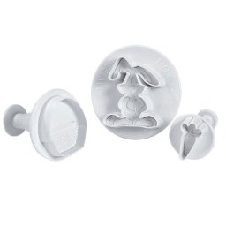 Biscuiti sau Decoruri Paste - Decupatoare Plastic cu Extractor O 3.3 - 4.6 cm, Set 3 Buc