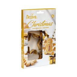 Decupatoare Inox Craciun - Stea, Gingerman, Mos Craciun, Brad, Fulg Nea, 5 buc