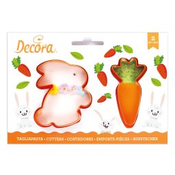 Decupatoare Plastic Paste, Iepuras si Morcov, O 9 x H 2.2 cm, 2 Buc