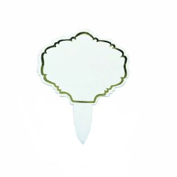 Etichete Pret Material Plastic Alb, Contur Auriu, O 6 x H 8 cm, Set 25 buc