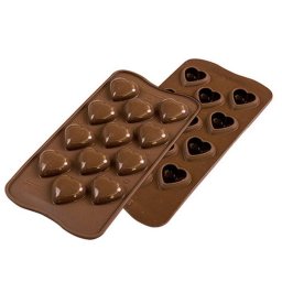 Forma Silicon pentru Praline si Ciocolata Silikomart 3D Inima 3.1 x 3 x H 1.5 cm, 8 ml, 12 cavitati (SCG48)