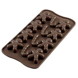 Forma Silicon pentru Bomboane Praline si Ciocolata Silikomart Craciun Mr. Ginger 4.3 x 3.5 x H 1.2 cm, 4 ml, 12 cavitati (SCG12)