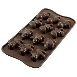 Forma Silicon pentru Bomboane Praline si Ciocolata Silikomart Dinozauri 4 x 3.3 x H 1.6 cm, 8 ml, 12 cavitati (SCG16)
