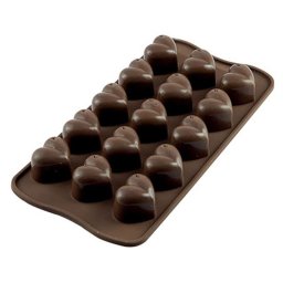 Forma Silicon pentru Bomboane Praline si Ciocolata Silikomart Inima 3 x 2.2 x H 2.5 cm, 10 ml, 15 cavitati (SCG01)