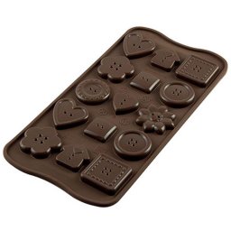 Forma Silicon pentru Praline si Ciocolata Silikomart Nasturi 3 x 3 x H 0.33 cm, 3.3 ml, 15 cavitati (SCG29)