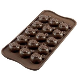 Forma Silicon pentru Praline si Ciocolata Silikomart Porcusori 3.1 x 2.9 x H 1.5 cm, 6 ml, 15 cavitati (SCG35)