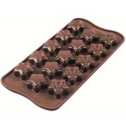 Forma Silicon pentru Praline si Ciocolata Silikomart Stelute O 3 x H 1.5 cm, 5.6 ml, 15 cavitati (SCG45)