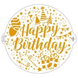 Sablon Plastic Rotund Decor Happy Birthday O 25 cm