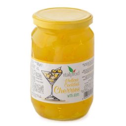 Cirese Galbene confiate pentru cocktail cu codita in sirop, Italprod, 800 g