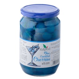 Cirese Albastre confiate pentru cocktail cu codita in sirop, Italprod, 800 g