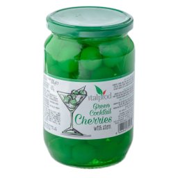 Cirese Verzi confiate pentru cocktail cu codita in sirop, Italprod, 800 g