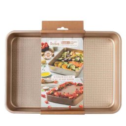 Tava Dreptunghi Margini Drepte Roz Vintage 34.7 x 24.5 x H 5.5 cm, Aluminiu Antiaderent