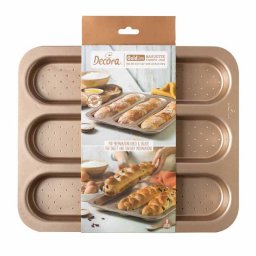Tava Baghete Roz Vintage 3 Cavitati 38 x 32 x H 3 cm, Aluminiu Antiaderent