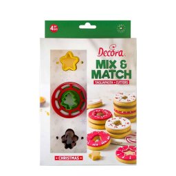 Decupatoare Plastic Mix Match Craciun, O 3 si 6 x H 2.2 cm, 4 buc