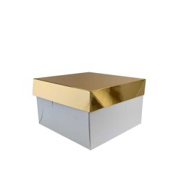 Cutie Patrata Desert Tort, Carton Alb Capac Auriu, 24 x 24 x H 15 cm