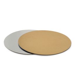 Set 100 Platouri Tort Rotunde 2 Fete, Auriu Argintiu, O34xH0.1 cm