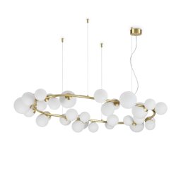 Candelabru Perlage 296746, D:143 cm, 30x4W G9 LED, metal alamă, sticlă albă