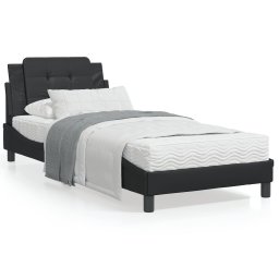 Cadru de pat cu tablie, negru, 90x190 cm, piele ecologica GartenMobel Dekor