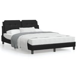 Cadru de pat cu tablie, negru, 140x190 cm, piele ecologica GartenMobel Dekor