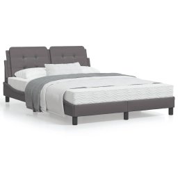 Cadru de pat cu tablie, gri, 140x200 cm, piele ecologica GartenMobel Dekor
