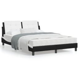 Cadru de pat cu tablie, negru/alb, 140x200 cm, piele ecologica GartenMobel Dekor